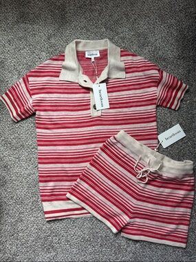 Heartloom NWT Kinslee Set Striped Knit Polo and Shorts Set Size XS